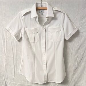 A Cut Above Women's Pilot White Button Down Shirt Open Collar